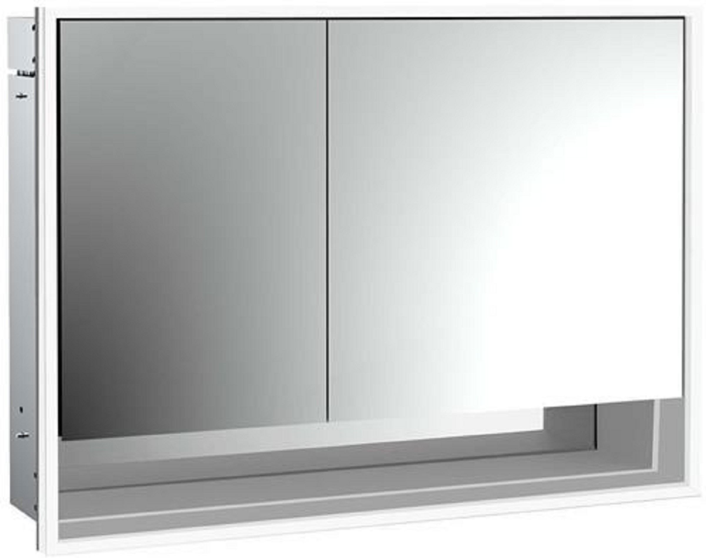 LED-Lichtspiegelschrank | LOFT | Unterputz, 1000 x 733 mm, 2-türig, breit | Aluminium/weiß