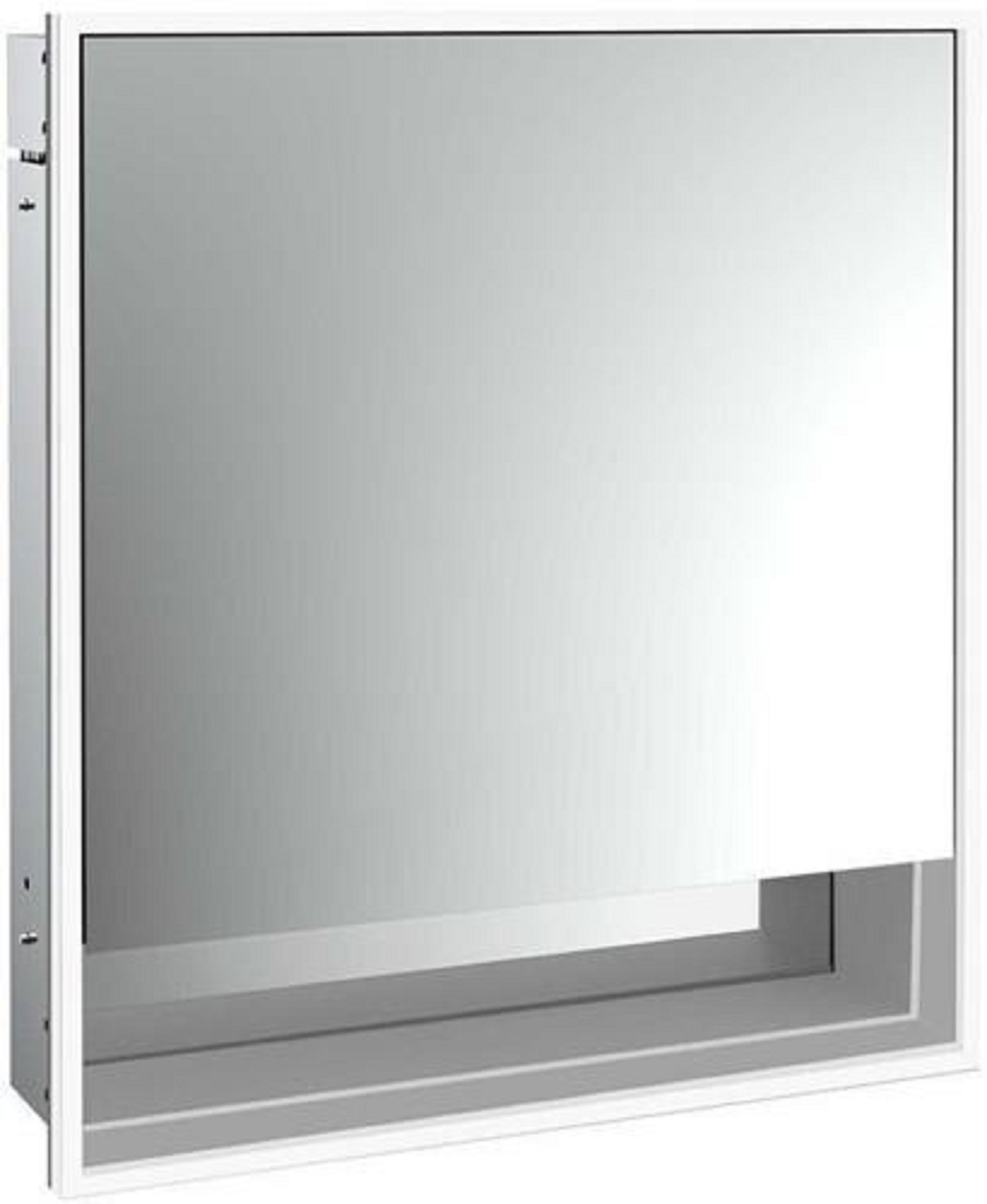LED-Lichtspiegelschrank | LOFT | Unterputz, 600 x 733 mm, 1-türig, Anschl | Aluminium/weiß