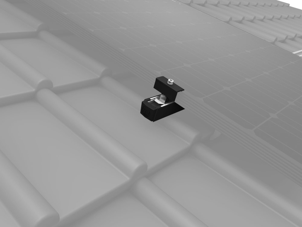 K2 Endkappe für SingleRail 36, Aufbaubeispiel, Dach