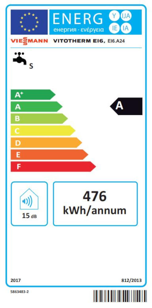 Viessmann Komfort-Durchlauferhitzer Vitotherm EI6 24kW, Energielabel