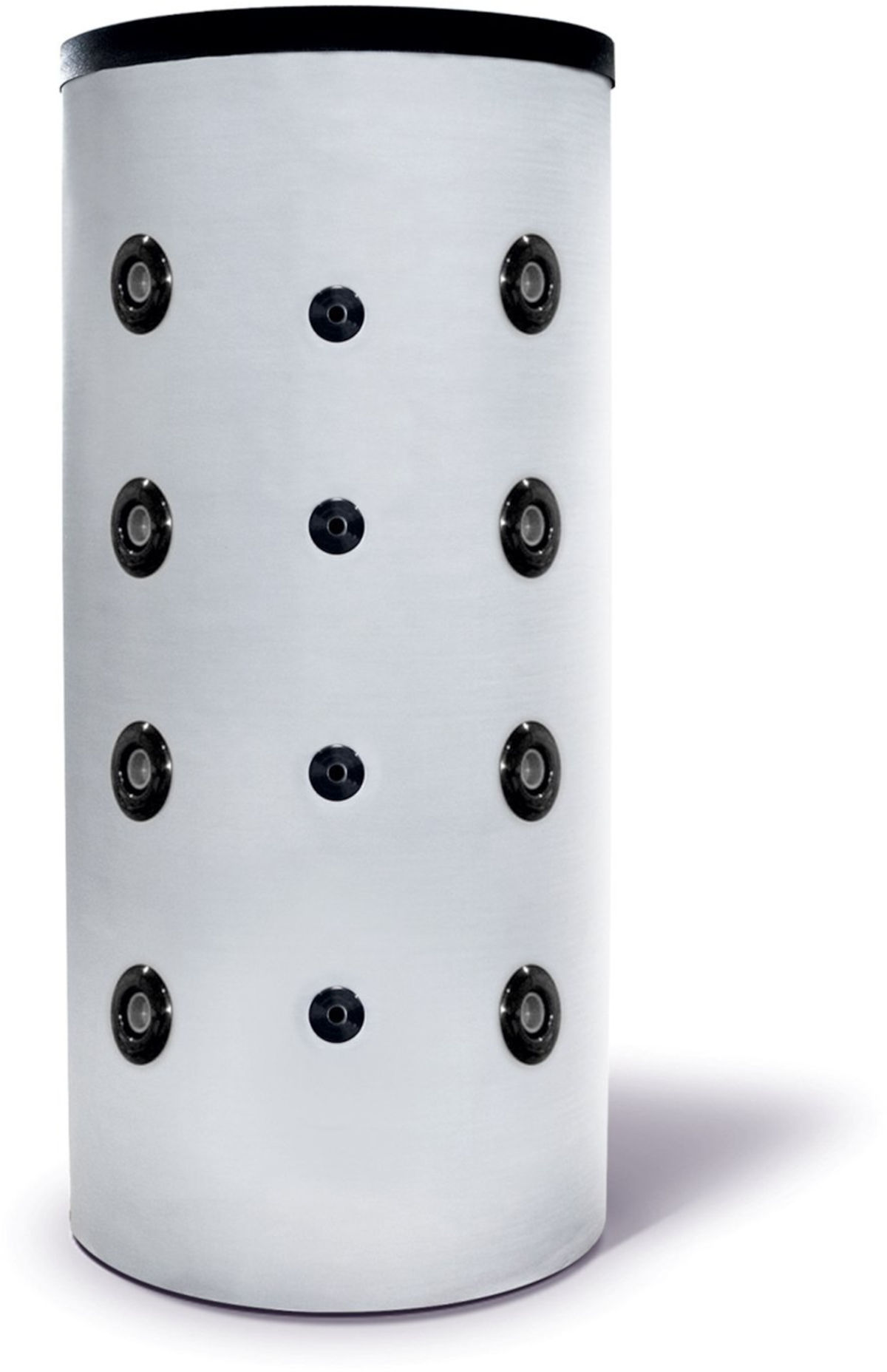 Heizungspufferspeicher 1.500 L, Frontalansicht, auf weißem Hintergrund