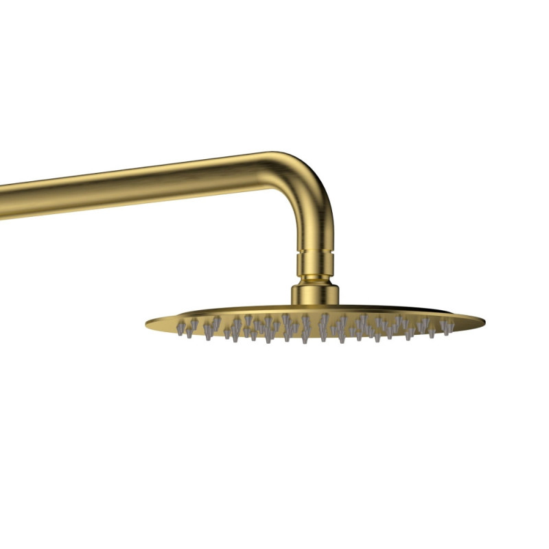 Thermostat-Duschgarnitur mit Kopfbrause Handbrause Gold gebürstet