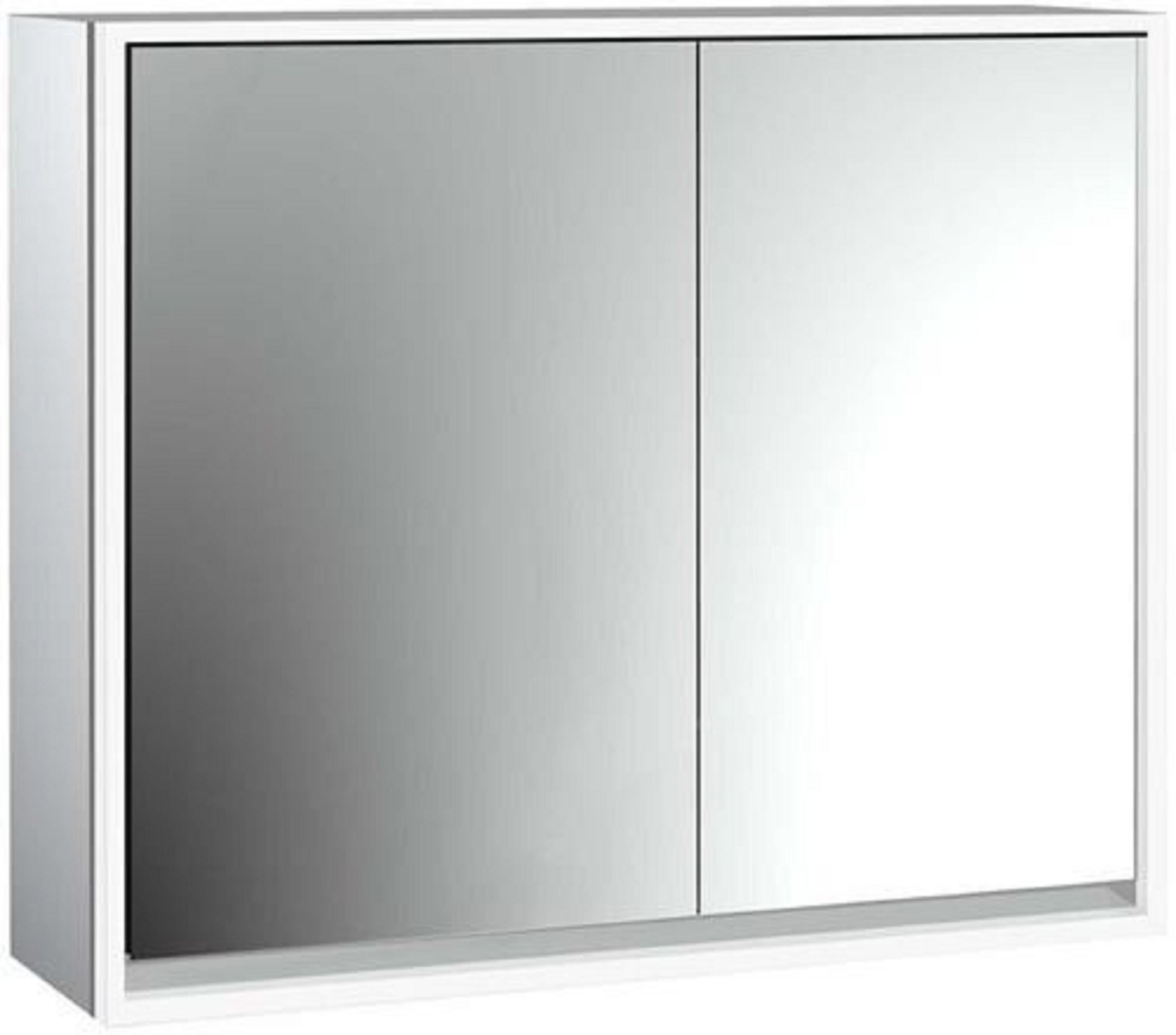 LED-Lichtspiegelschrank | LOFT | Aufputz, 800 x 733 mm, 2-türig, breite T | aluminium/weiß