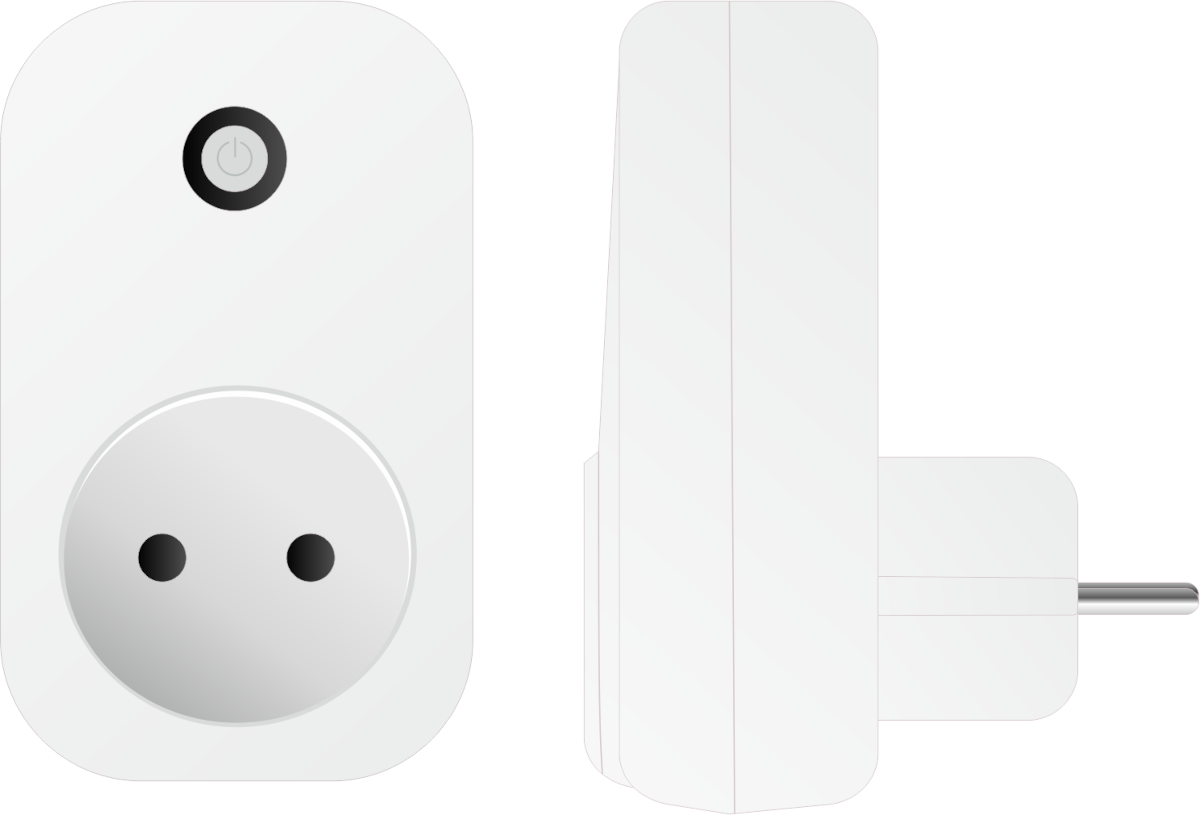 Blossom IC Magelan App-Steckdose ASD-3984, Grafik, Frontal- und Seitenansicht