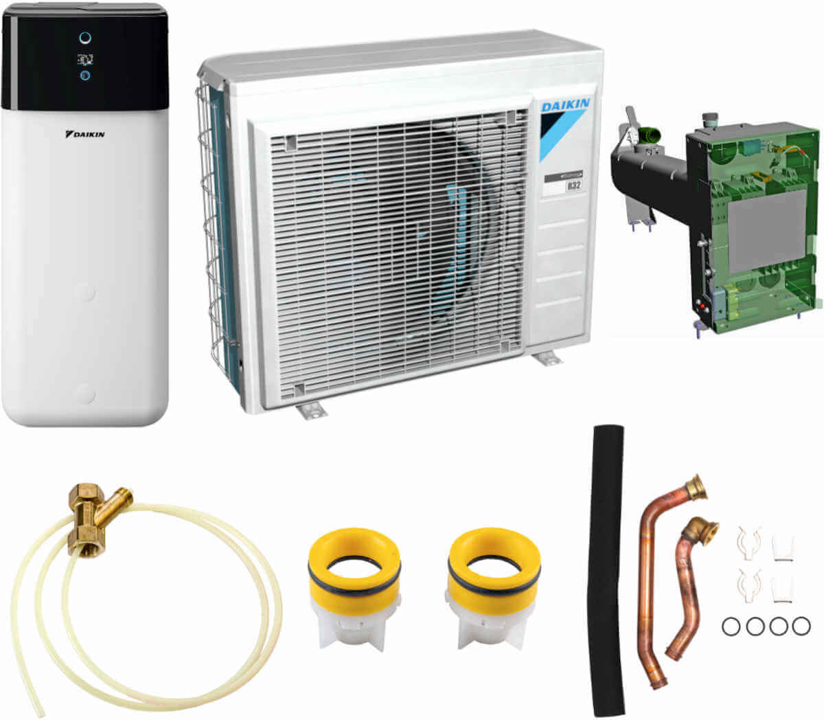 Daikin Altherma 3 R ECH2O 508 H/C Komplettset, vor weißem Hintergrund