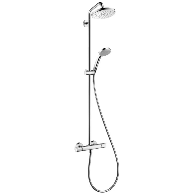HansGrohe Showerpipe Croma 220, Frontalansicht, auf weißem Hintergrund
