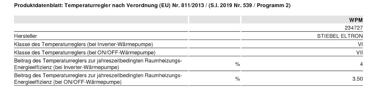 Wärmepumpen-Manager WPM, EU-Verordnung Nr. 811/2013