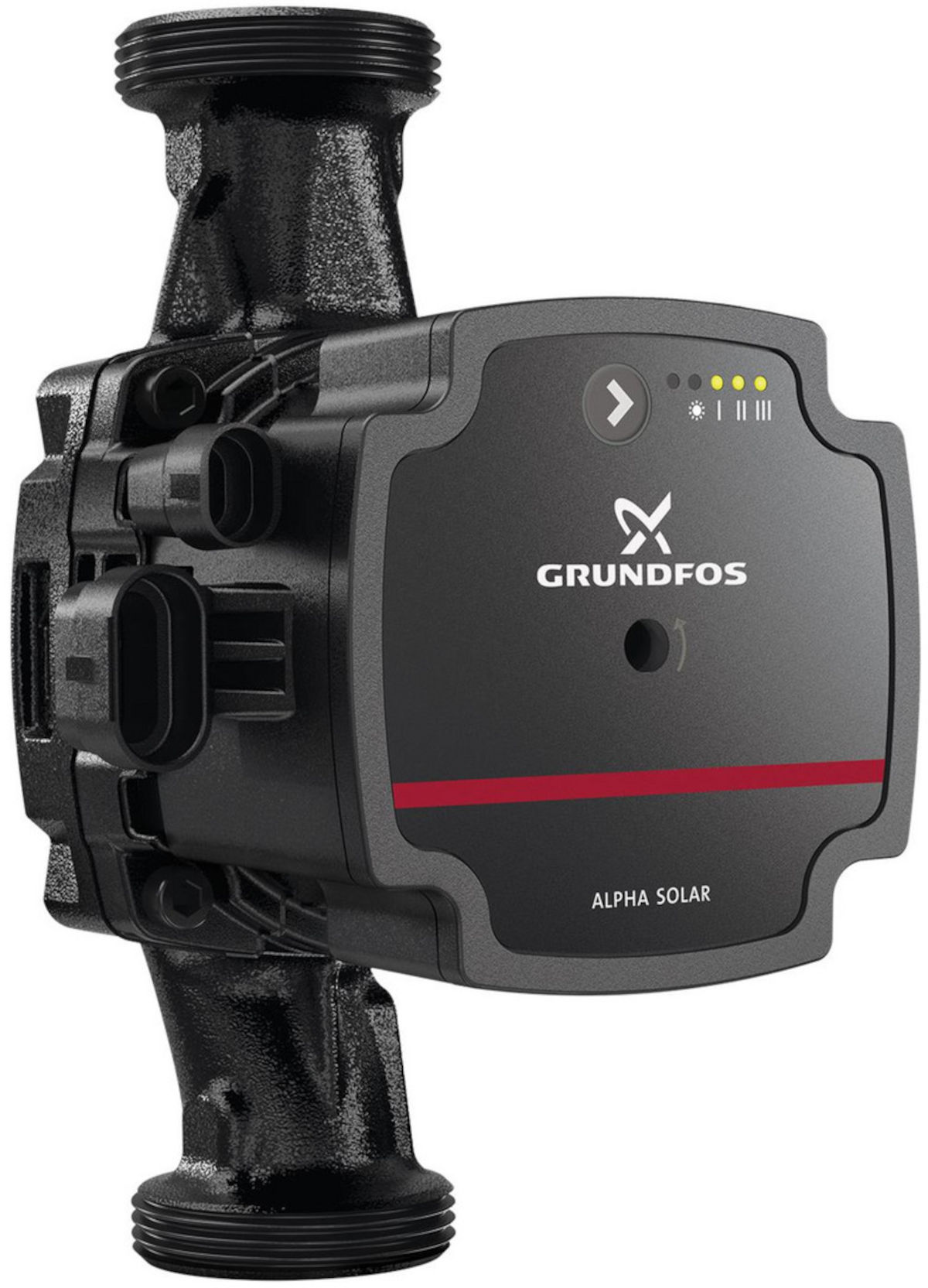 Grundfos ALPHA SOLAR 25-75 180mm, Frontalansicht, auf weißem Hintergrund