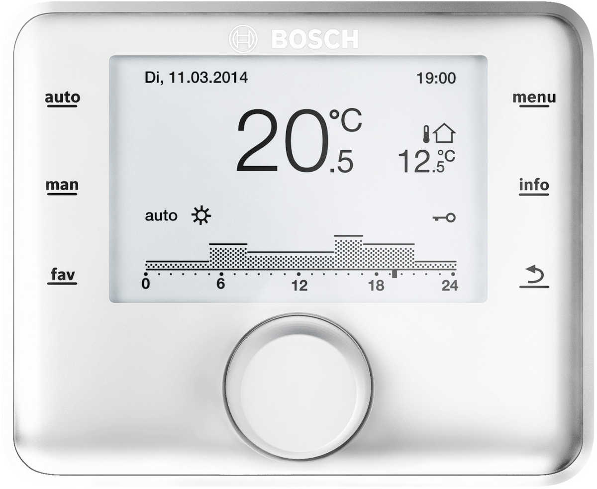 Bosch | Außentemperaturgef. Regler | CW 400, Frontansicht, vor weißem Hintergrund