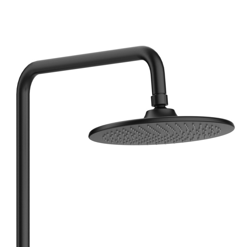 Duschsystem Duschpaneel Regendusche mit Kopfbrause schwarz matt rund