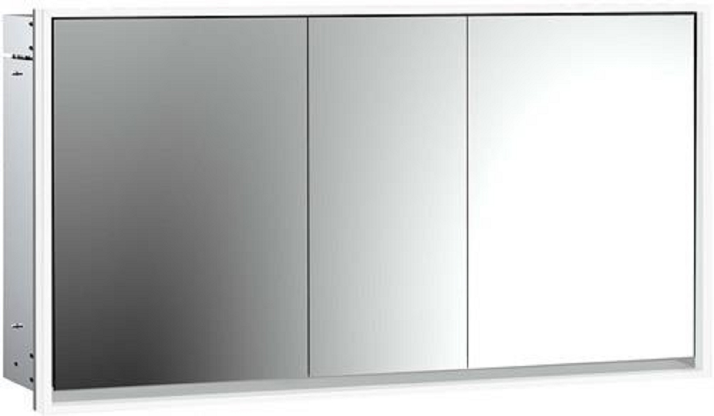 LED-Lichtspiegelschrank | LOFT | Unterputz, 1600 x 733 mm, 3-türig | aluminium/weiß