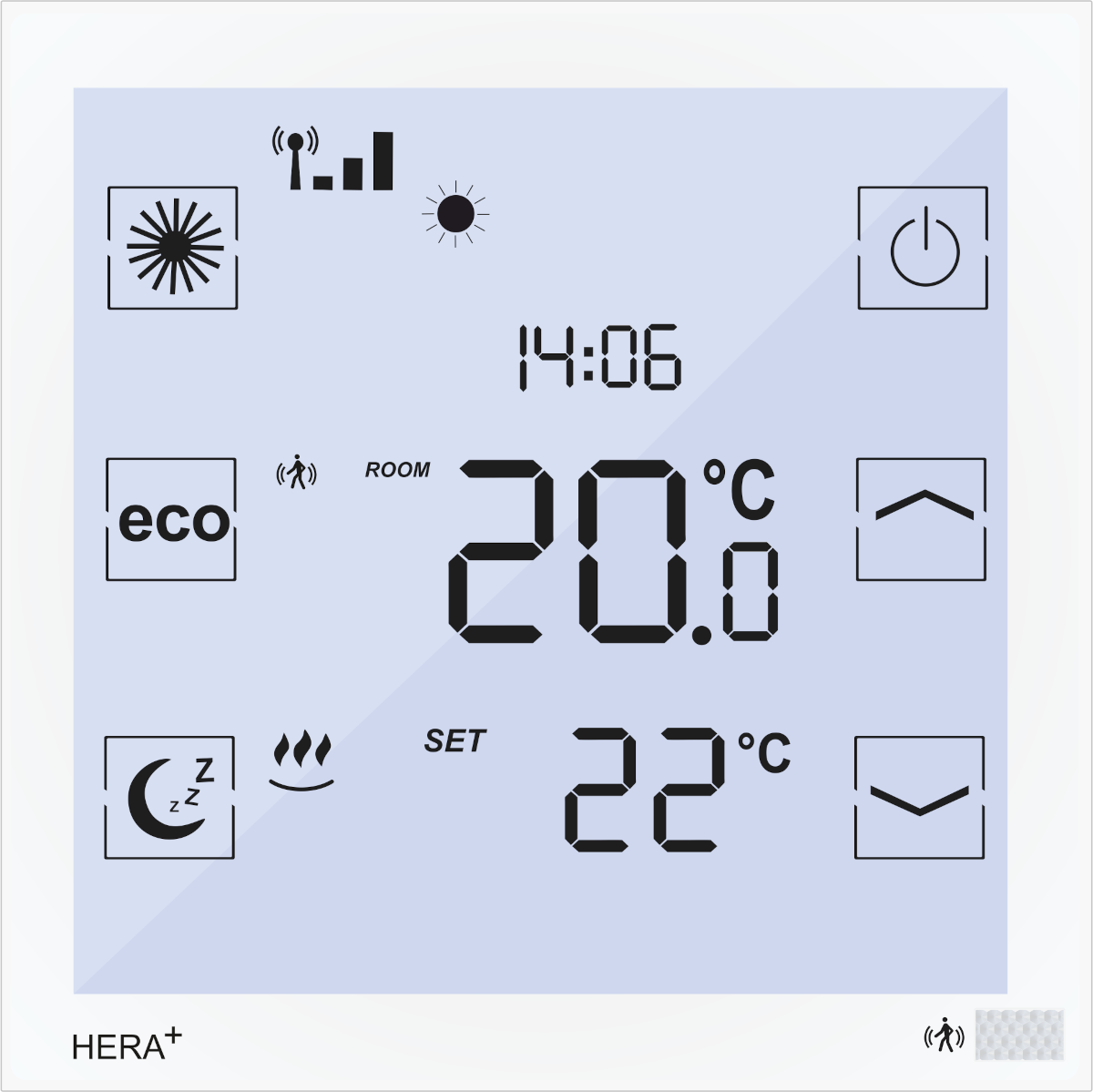 Blossom IC Hera Direct+ Raumthermostat, für Fan Coil, weiß, Batterieversion HFCB-630, Grafik