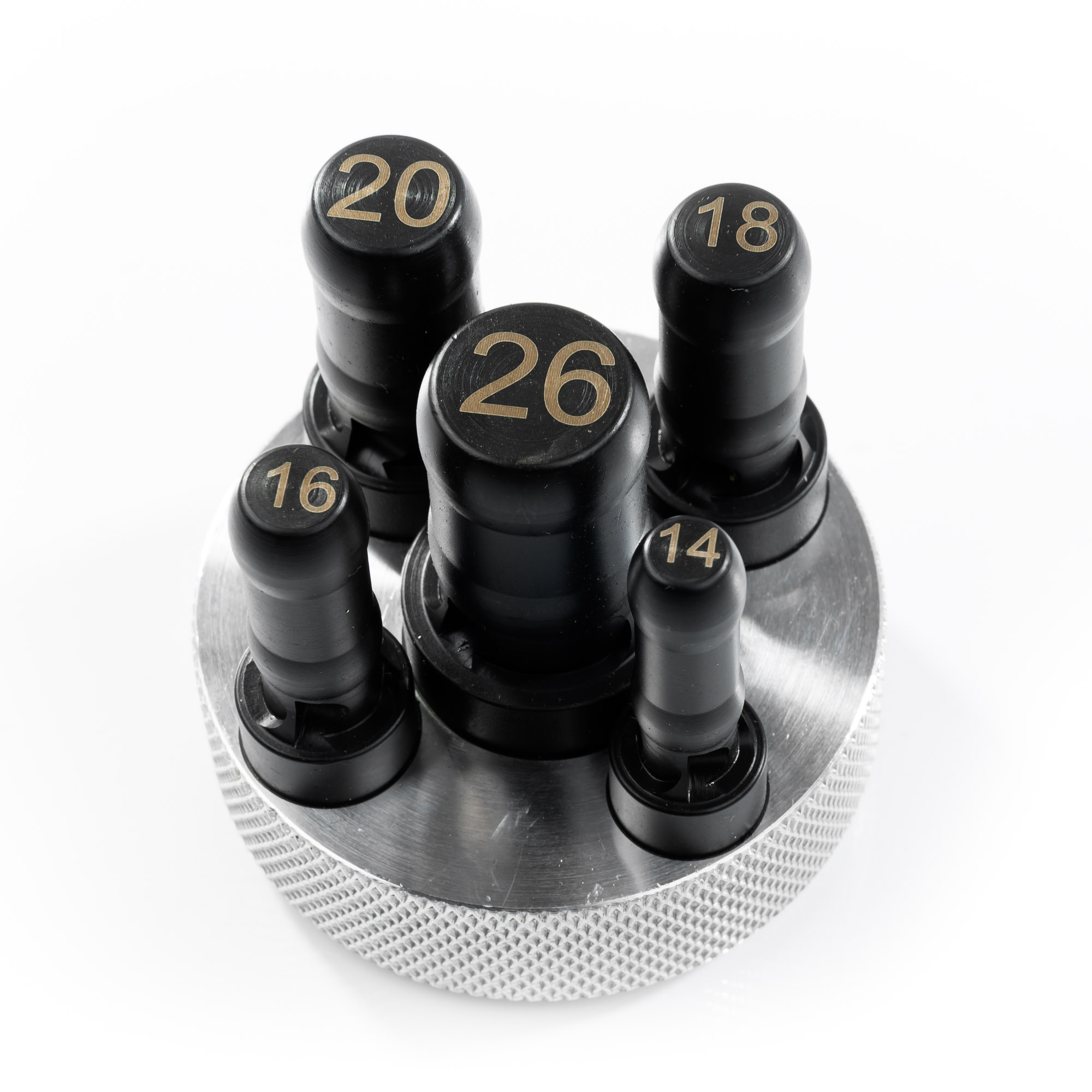 Kalibrierer-Set für Heizrohre, 14-26 mm, Draufsicht vor weißem Hintergrund