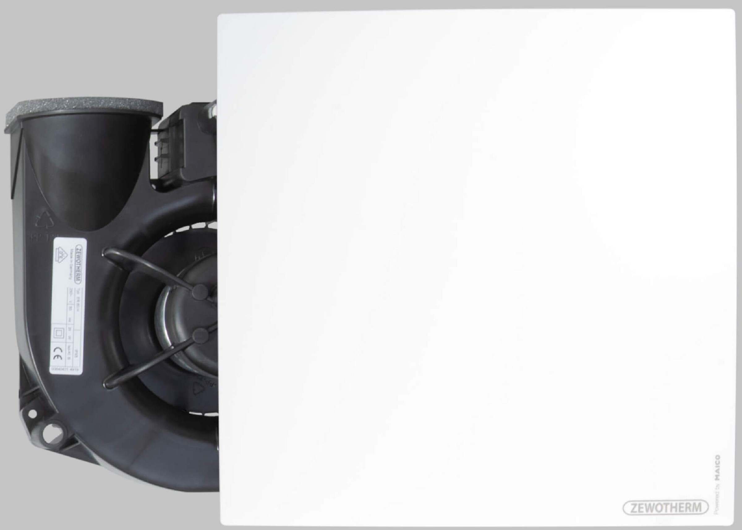 Maico Ventilatoreneinsatz m. Abdeckung ER 100 VZ15, Frontansicht Ventilator mit Abdeckung
