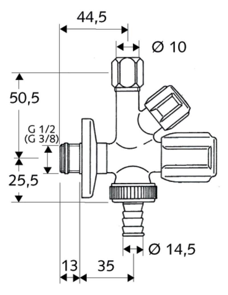 Schell Kombinations-Eckventil COMFORT chrom, ohne ASAG 1/2Zoll