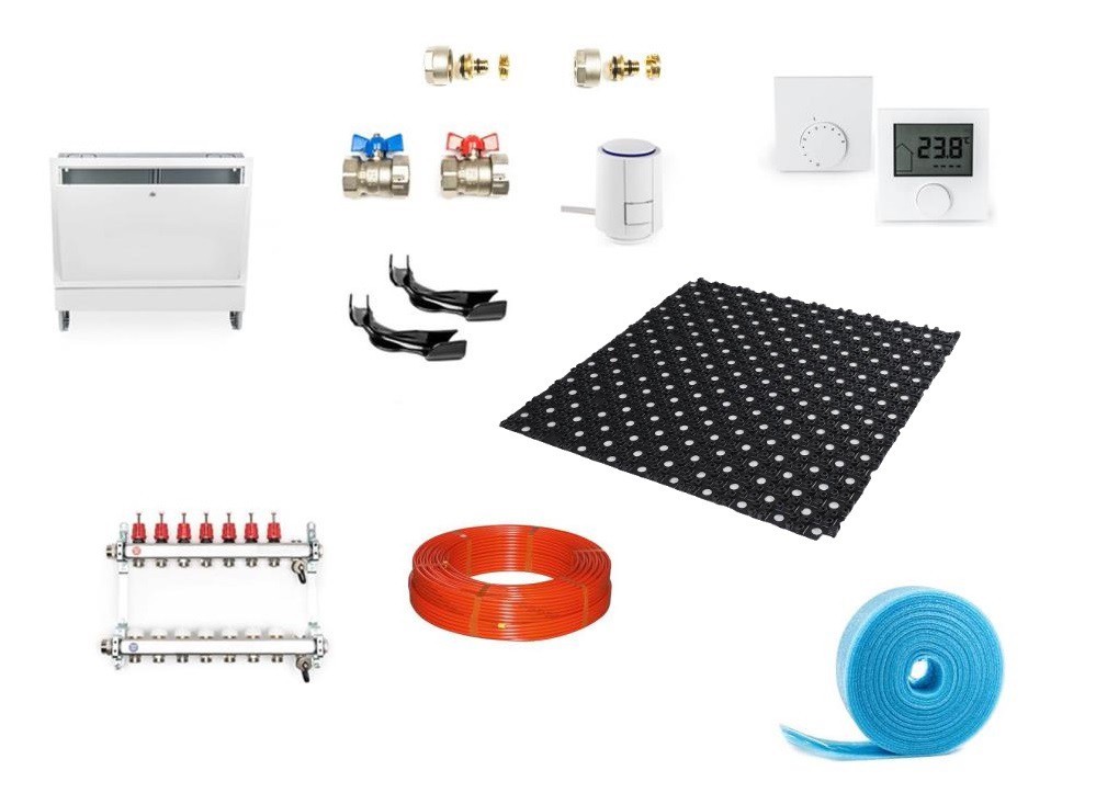 Dunbed-Systeem set met regeltechniek, voor vloerverwarming, 10-100 m²