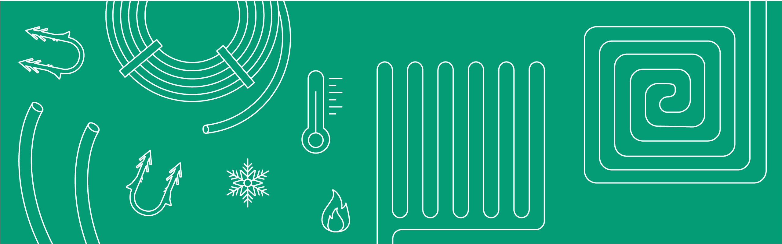 Kategorie-Header Heizung mobil weiße Icons zum Thema Heizung auf grünem Hintergrund