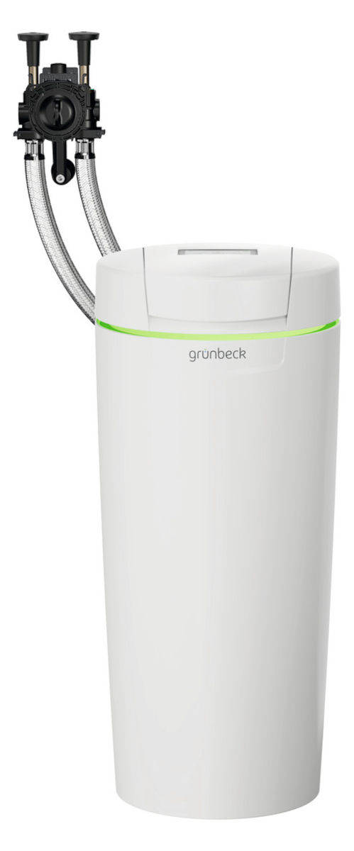 Grünbeck Enthärtungsanlage softliQ:SE21, Frontalansicht, vor weißem Hintergrund