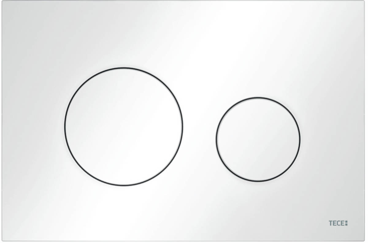 TECEloop WC-Betätigungsplatte Kunststoff, Zweimengentechnik, Vorderansicht, vor weißem Hintergrund