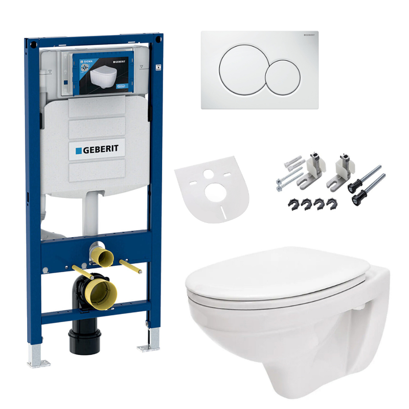 WC-Komplettset RosenStern Design Wand Tiefspül WC + WC-Sitz, Geberit UP320 Vorwandelement