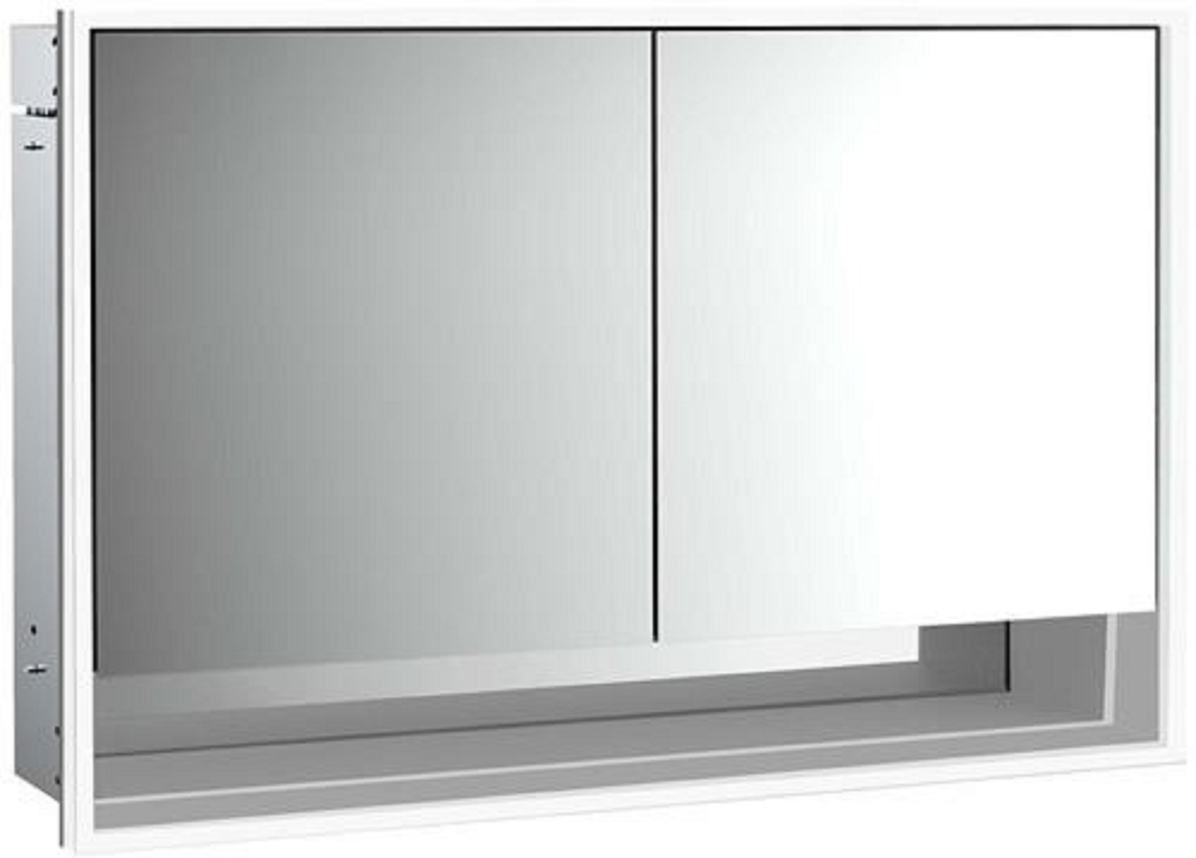 LED-Lichtspiegelschrank | LOFT | Unterputz, 1200 x 733 mm, 2-türig, Unter | Aluminium/weiß