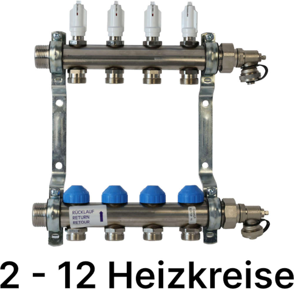 Dynamischer Heizkreisverteiler Premium mit automatischer Durchflussregelung, 2-12 Heizkreise