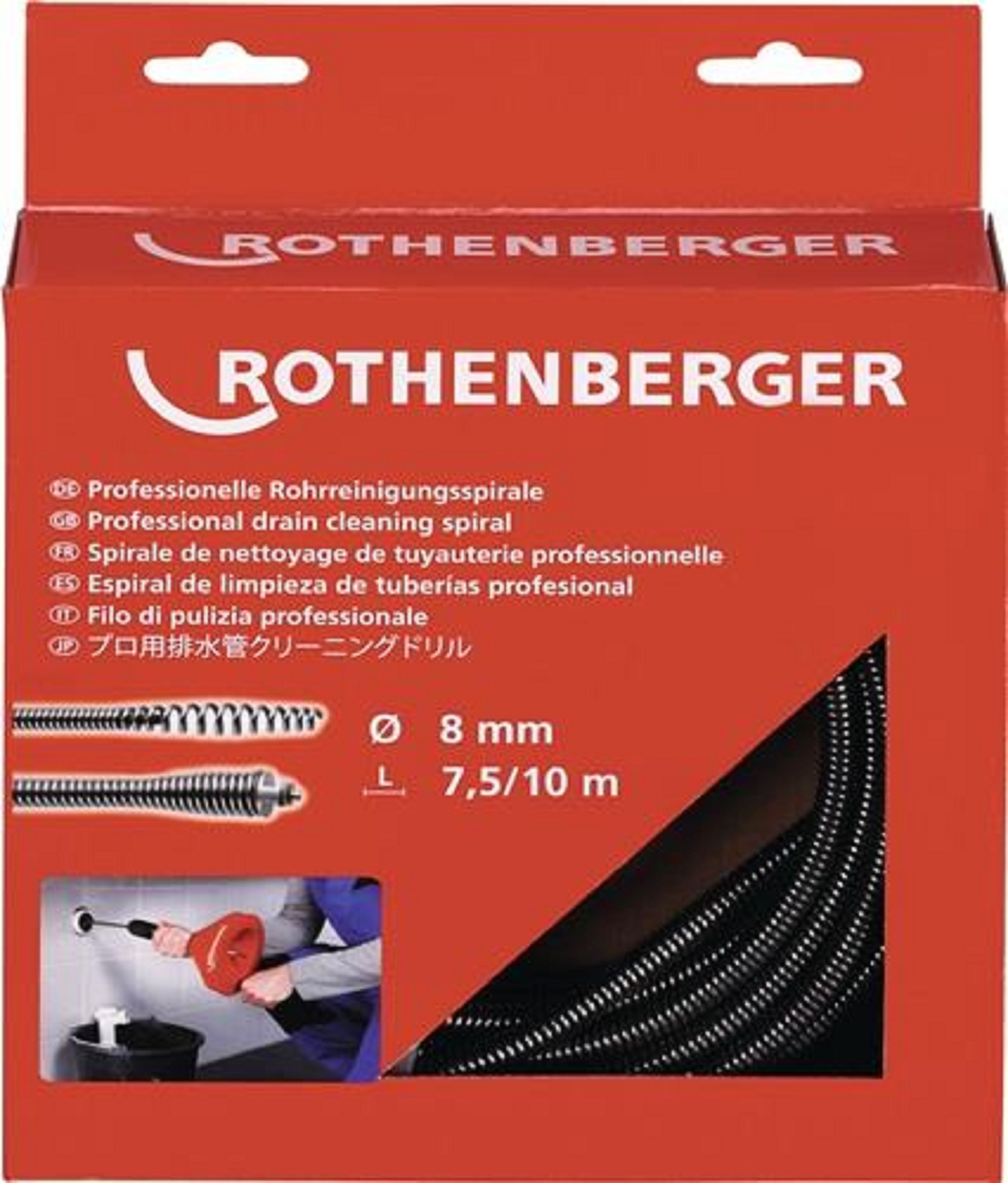 Spiralwerkzeug ROSPIMATIC L.7,5m Spiralen-D.8mm m.Werkzeugkupplung u.Seele | ROTHENBERGER