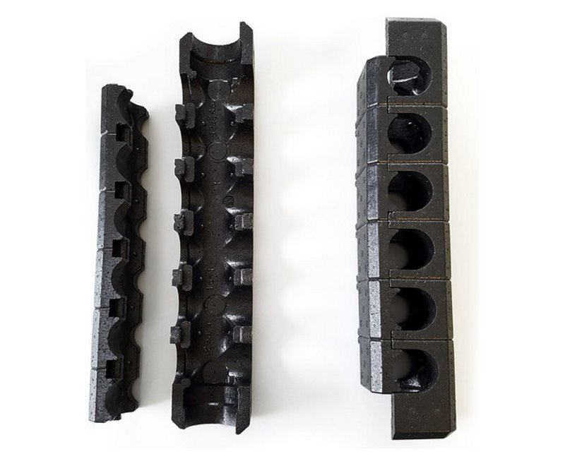 Verteilerisolierung für bis zu 6 Abgänge, alle drei Einzelteile