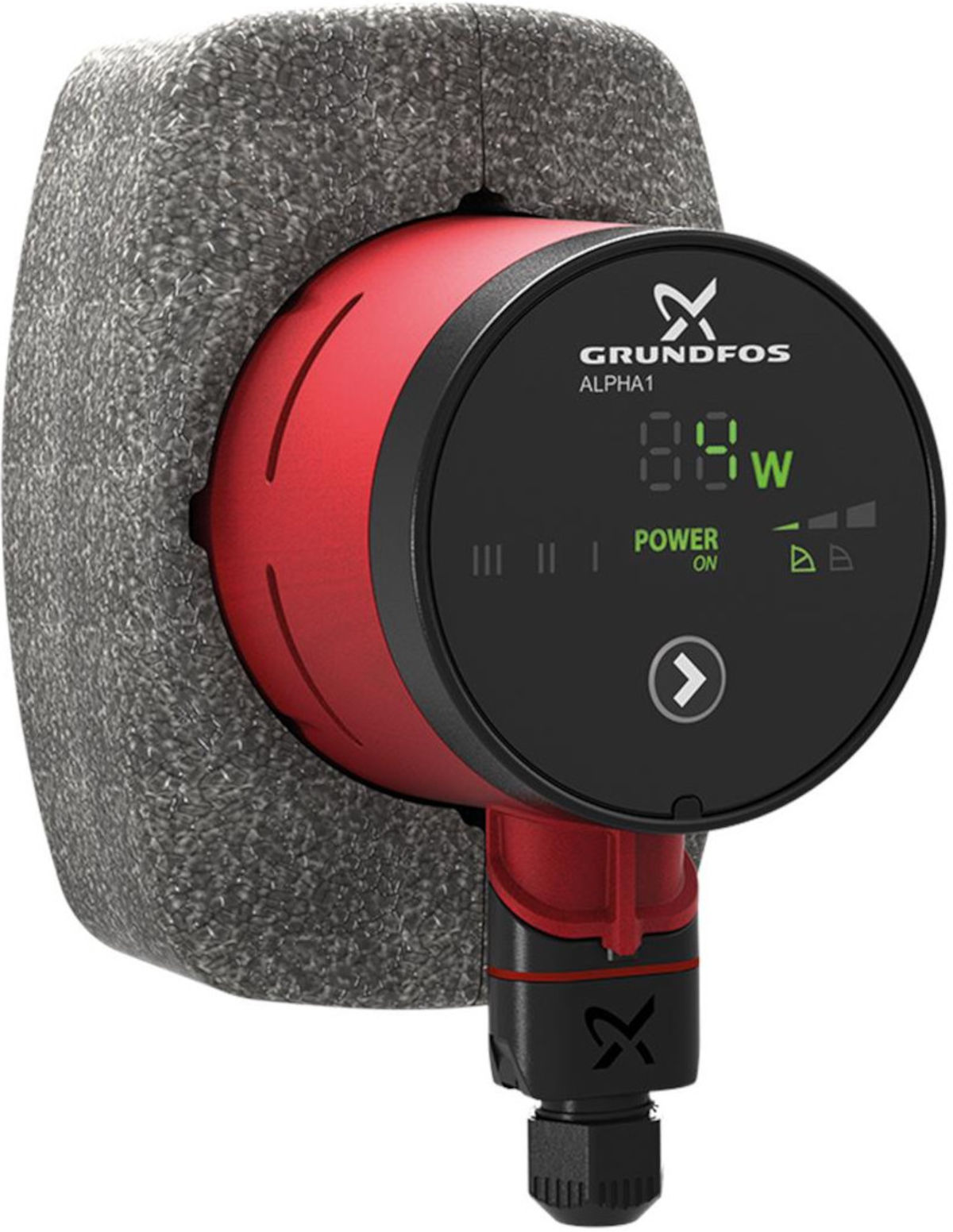 Grundfos ALPHA1 15-60 130mm, Frontalansicht, auf weißem Hintergrund