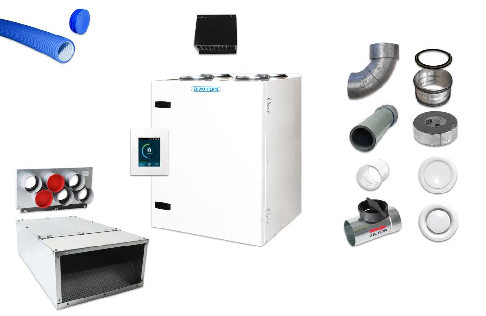 Zewotherm Lüftungspaket 250 m², CF400-R, Touch, schwarz