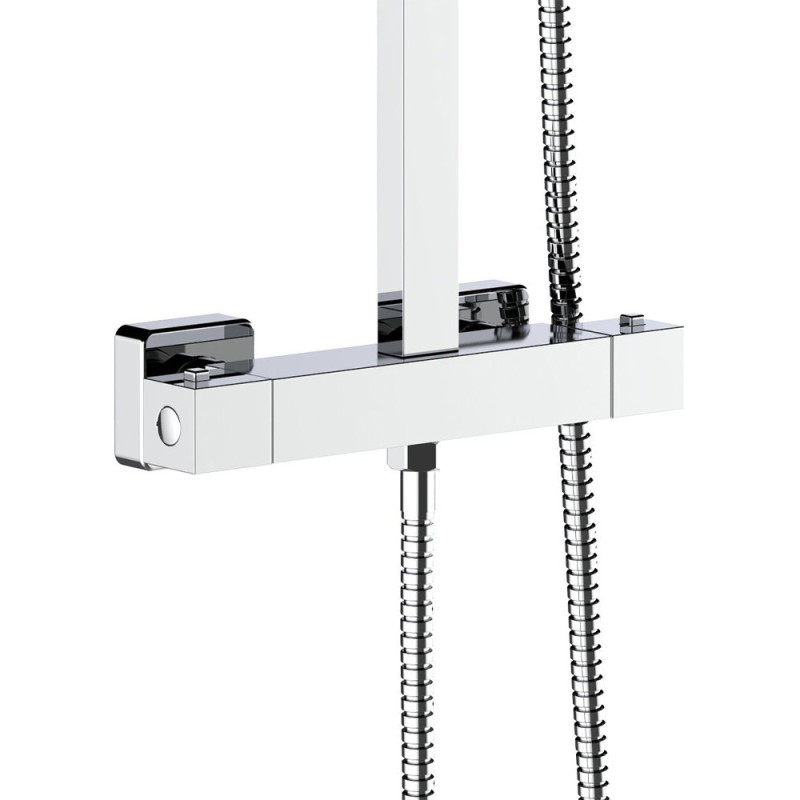 Duschbrause inkl. Thermostat eckig chrom