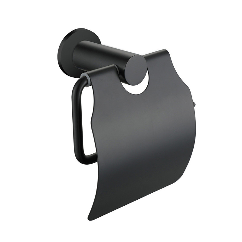 Toilettenpapierrollenhalter mit Deckel Schwarz matt