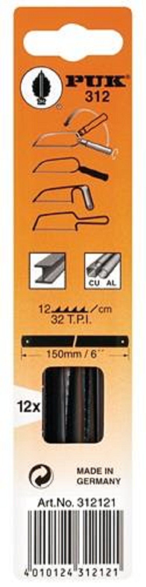 Zaagblad 150mmx6mm, 12 T/cm PUK 312 (MVP: 12), per MVP