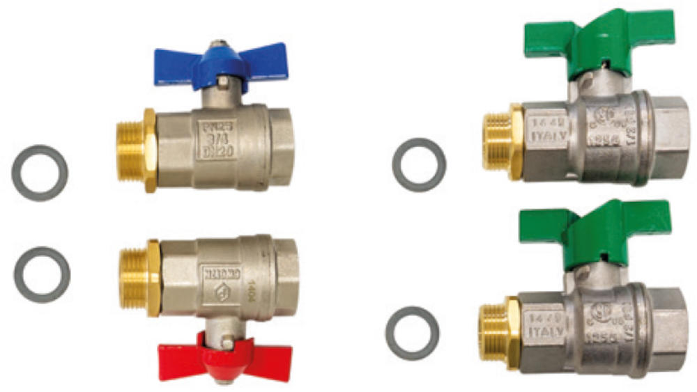 Kugelhahn-Satz DN20 3/4 Zoll, für Eco 25, Komplettset, vor weißem Hintergrund