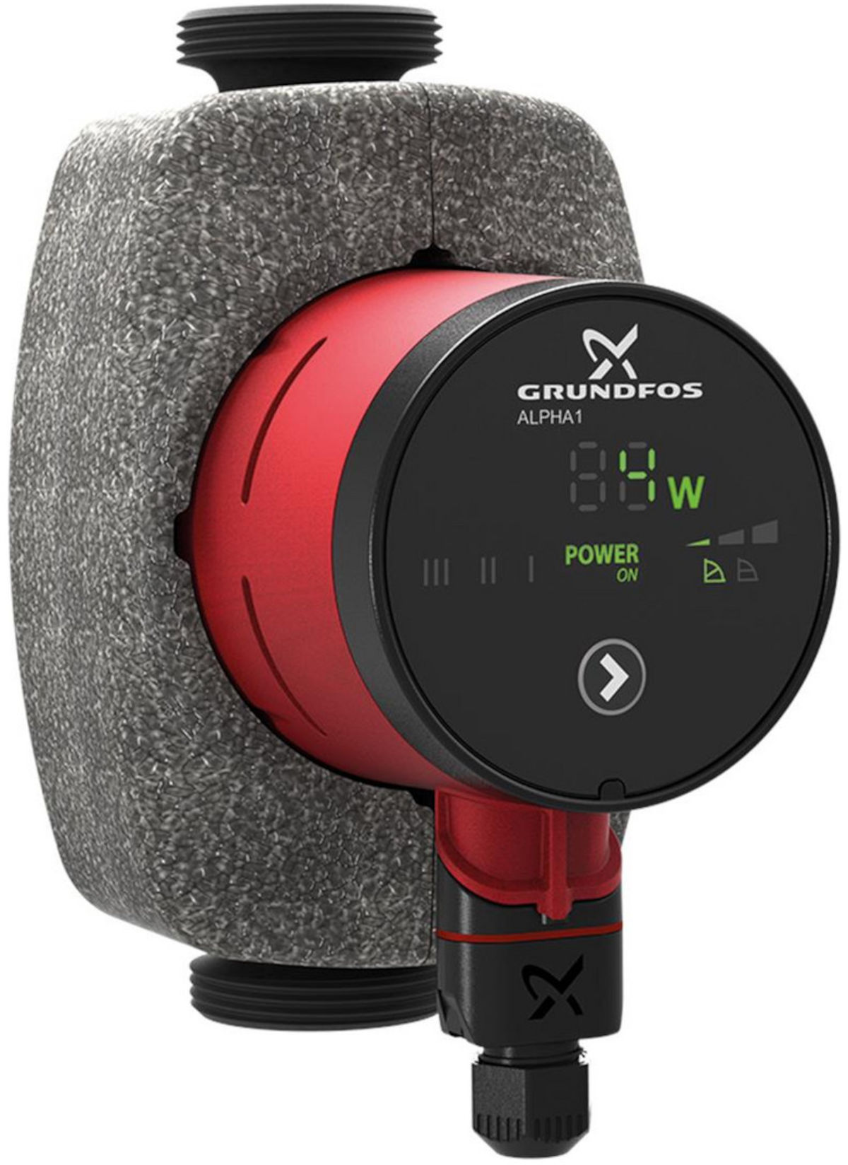 Grundfos ALPHA1 25-40 180mm, Frontansicht, auf weißem Hintergrund