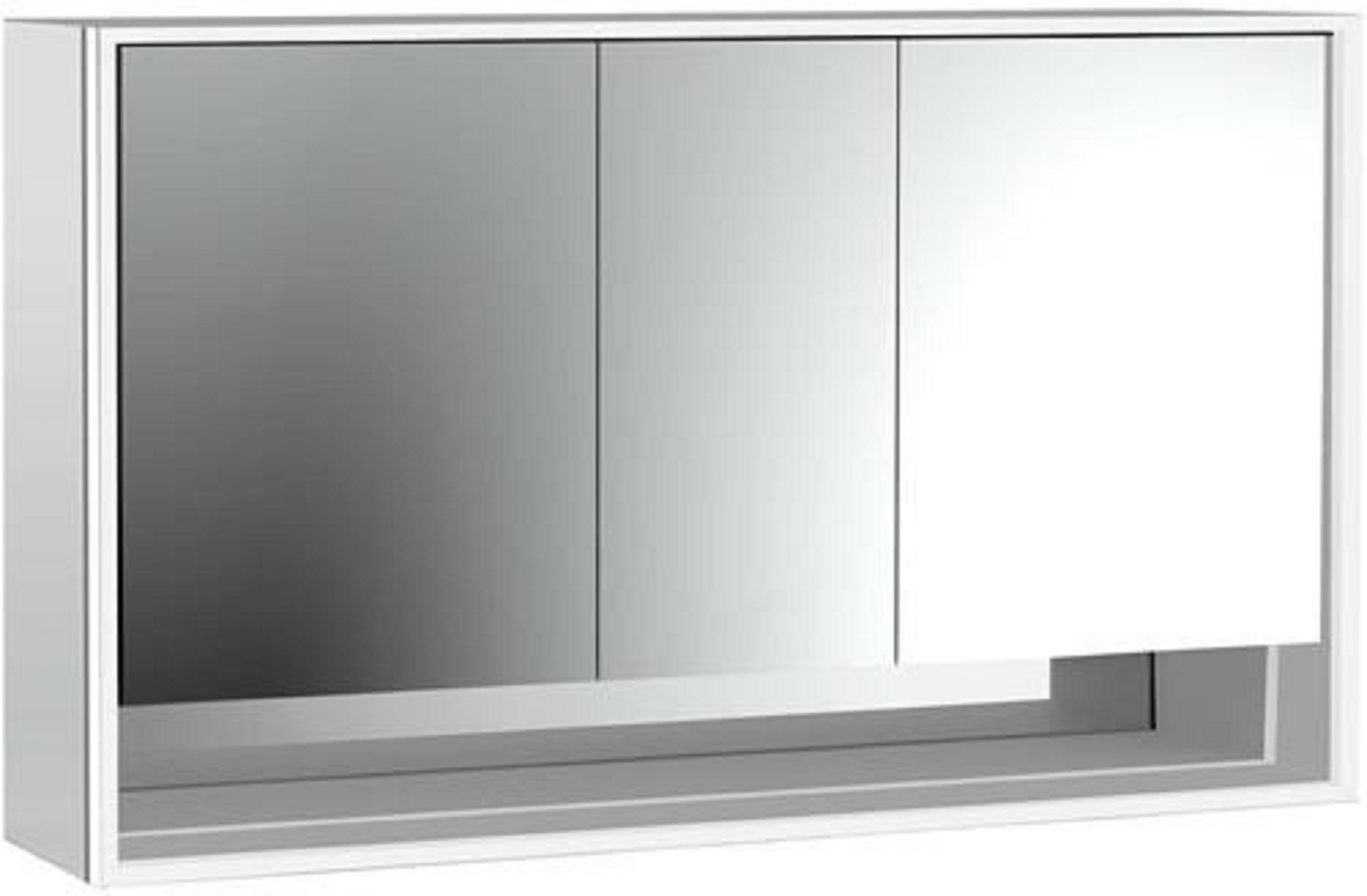 LED-Lichtspiegelschrank | LOFT | Aufputz, 1400 x 733 mm, 3-türig, Unterfa | Aluminium/Spiegel