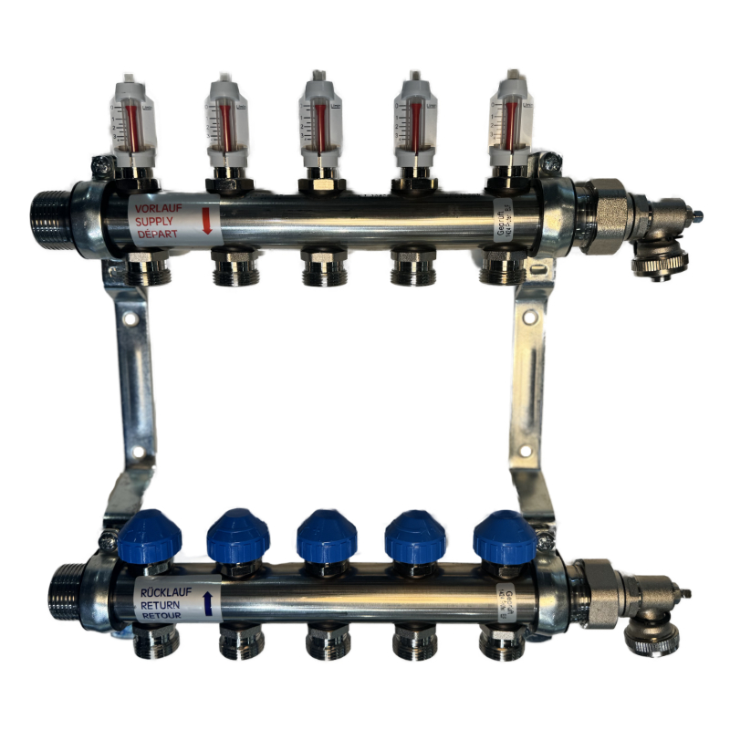 Dynamischer Heizkreisverteiler «Premium» mit automatischer Durchflussregelung, 12 Heizkreise