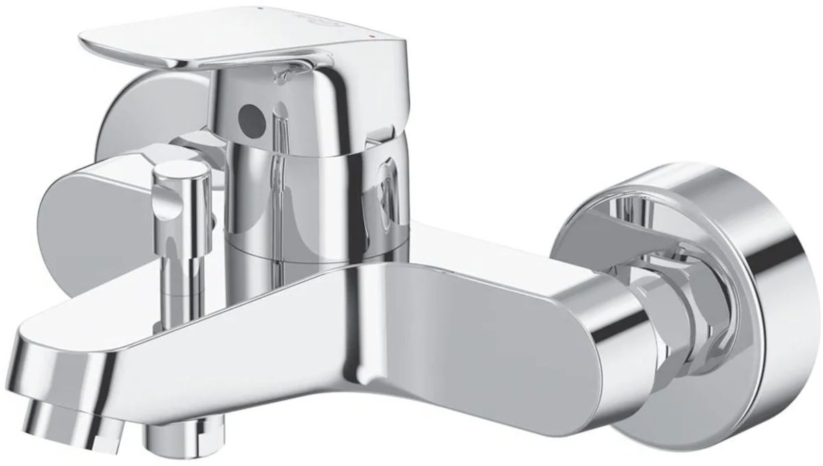 Delphis living Wannenfüll- und Brause-Einhandmischer, Vorderansicht, vor weißem Hintergrund