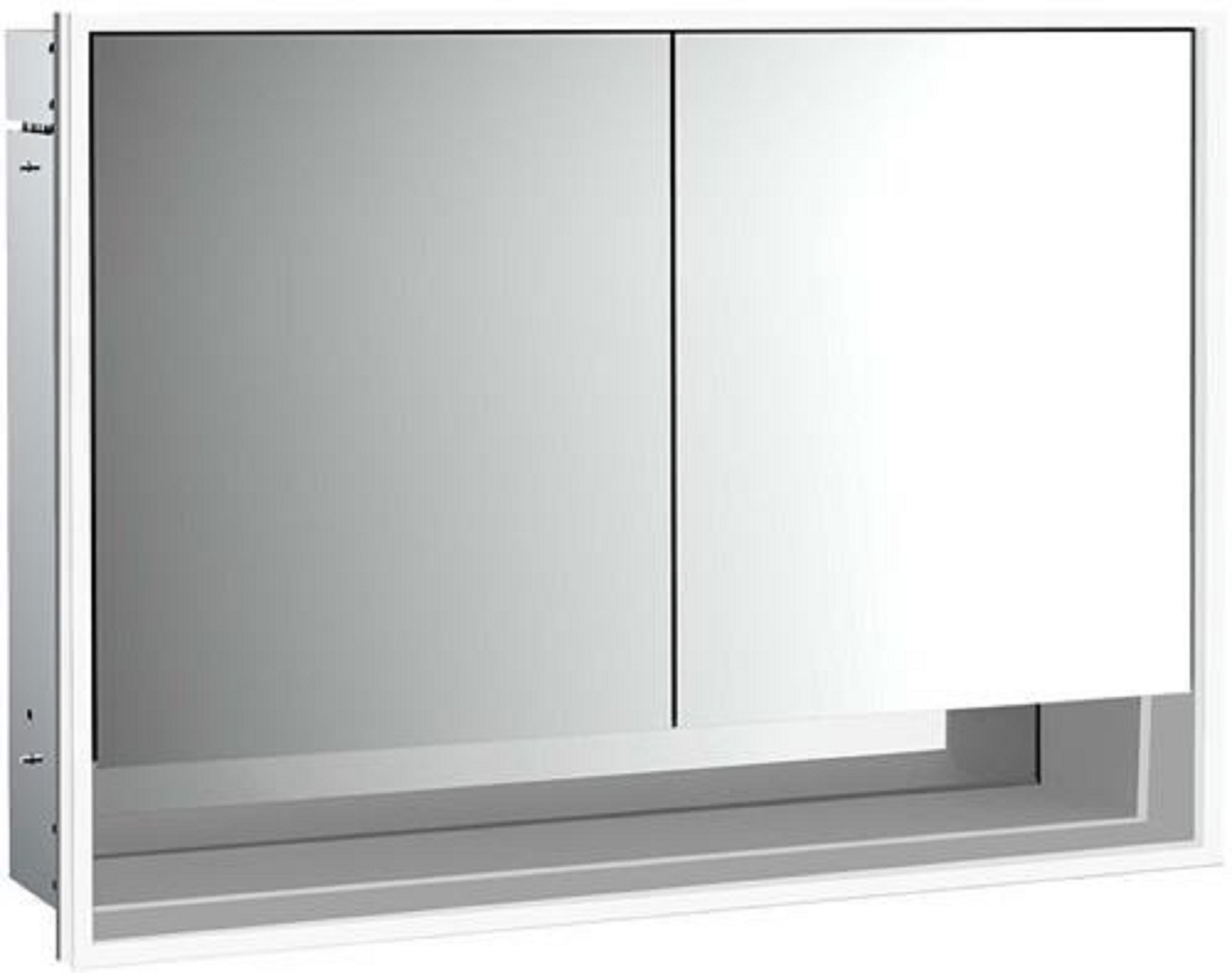 LED-Lichtspiegelschrank | LOFT | Unterputz, 1000 x 733 mm, 2-türig, Unter | Aluminium/weiß