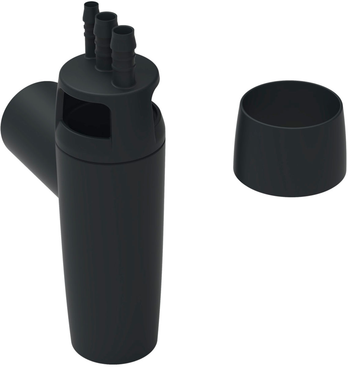 Grünbeck Kanalanschluss DN50, Frontansicht mit Deckel, vor weißem Hintergrund