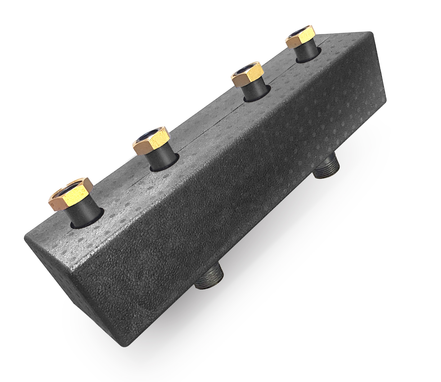 ZEWO Verteilerbalken DN25, Stahl 3 HK, Seitenansicht, vor weißem Hintergrund