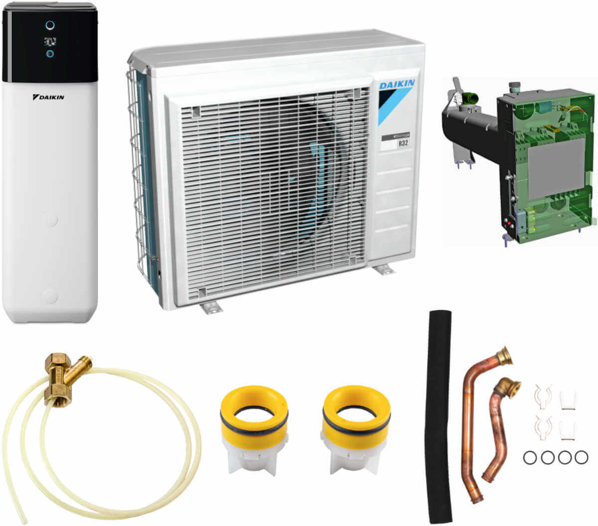 Daikin Altherma 3 R ECH2O 308 H/C Komplettset, vor weißem Hintergrund