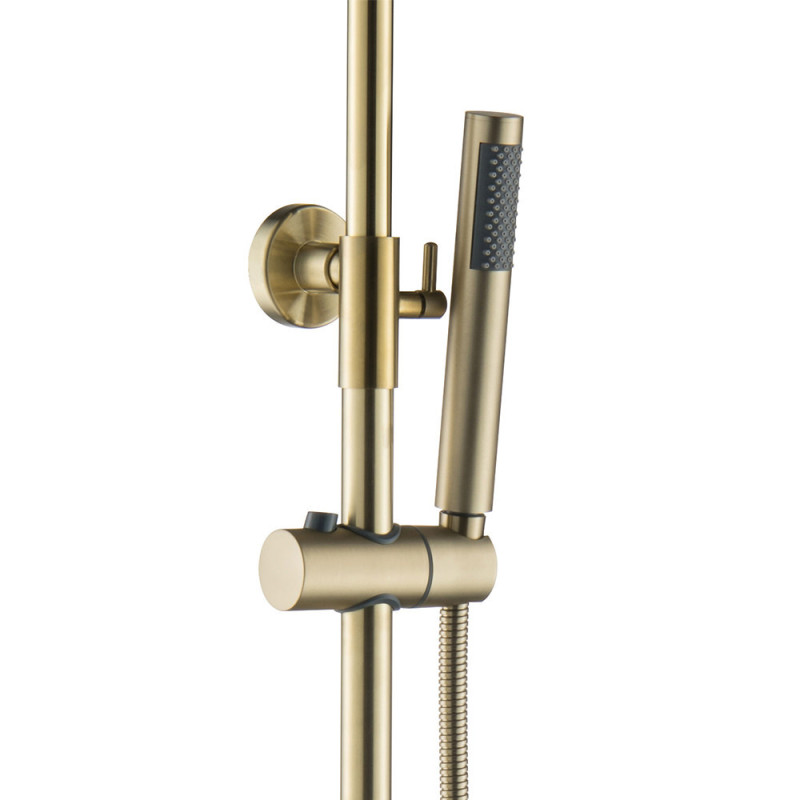 Thermostat-Duschgarnitur mit Kopfbrause Handbrause Gold gebürstet