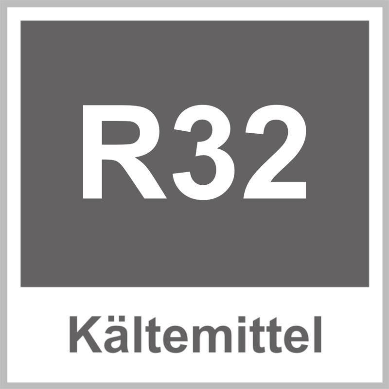 Logo Kältemittel R32, grau weiß