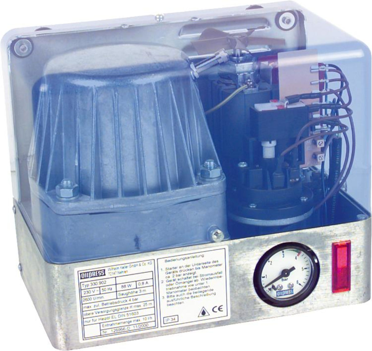 Oilpress Keller Oilpress Typ 230, Frontansicht, vor weißem Hintergrund