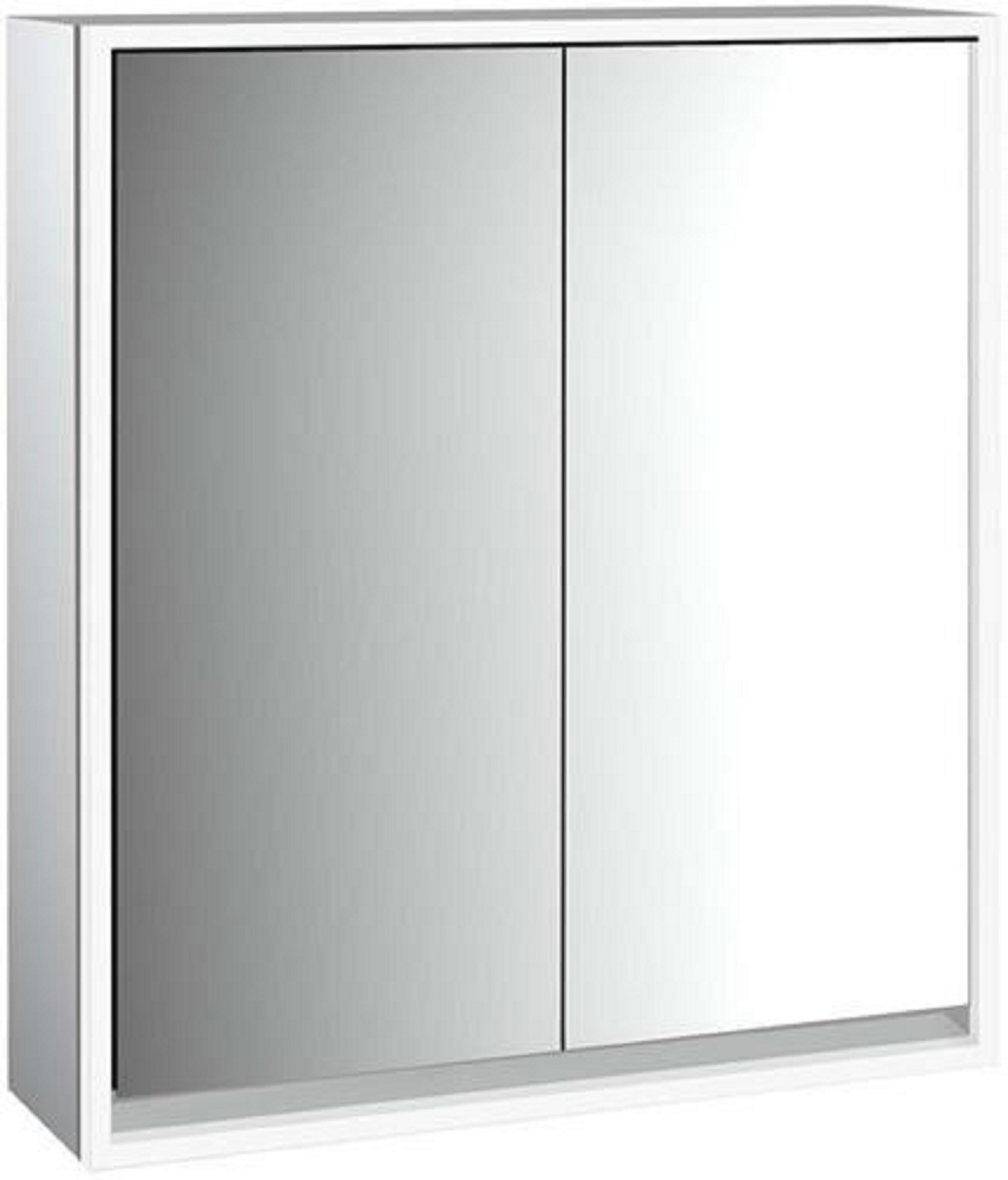 LED-Lichtspiegelschrank | LOFT | Aufputz, 600 x 733 mm, 2-türig | aluminium/weiß