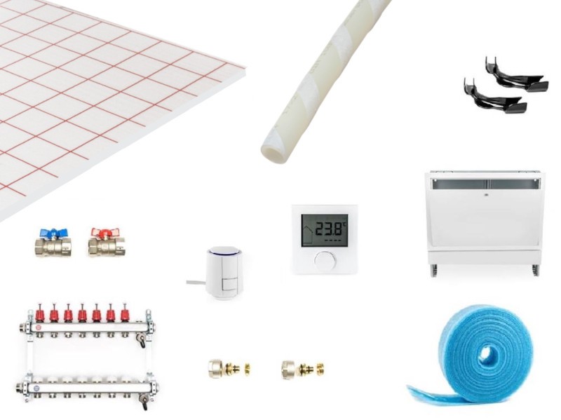 Klittplaatsysteem Kompleetset Vloerverwarming met analoge regelaar, 30 m²