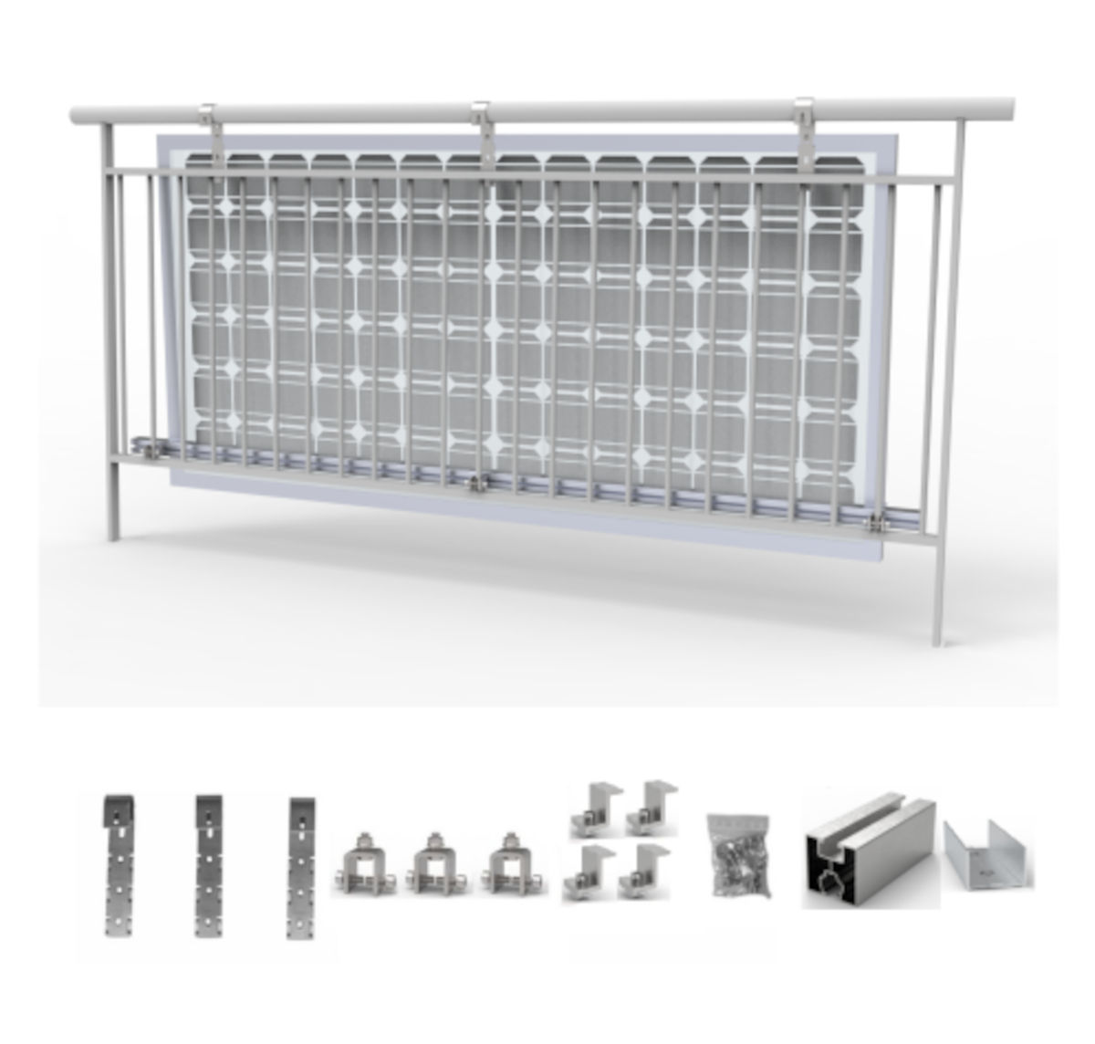 Montagesystem Balkon, flach, für 1 Solarmodul