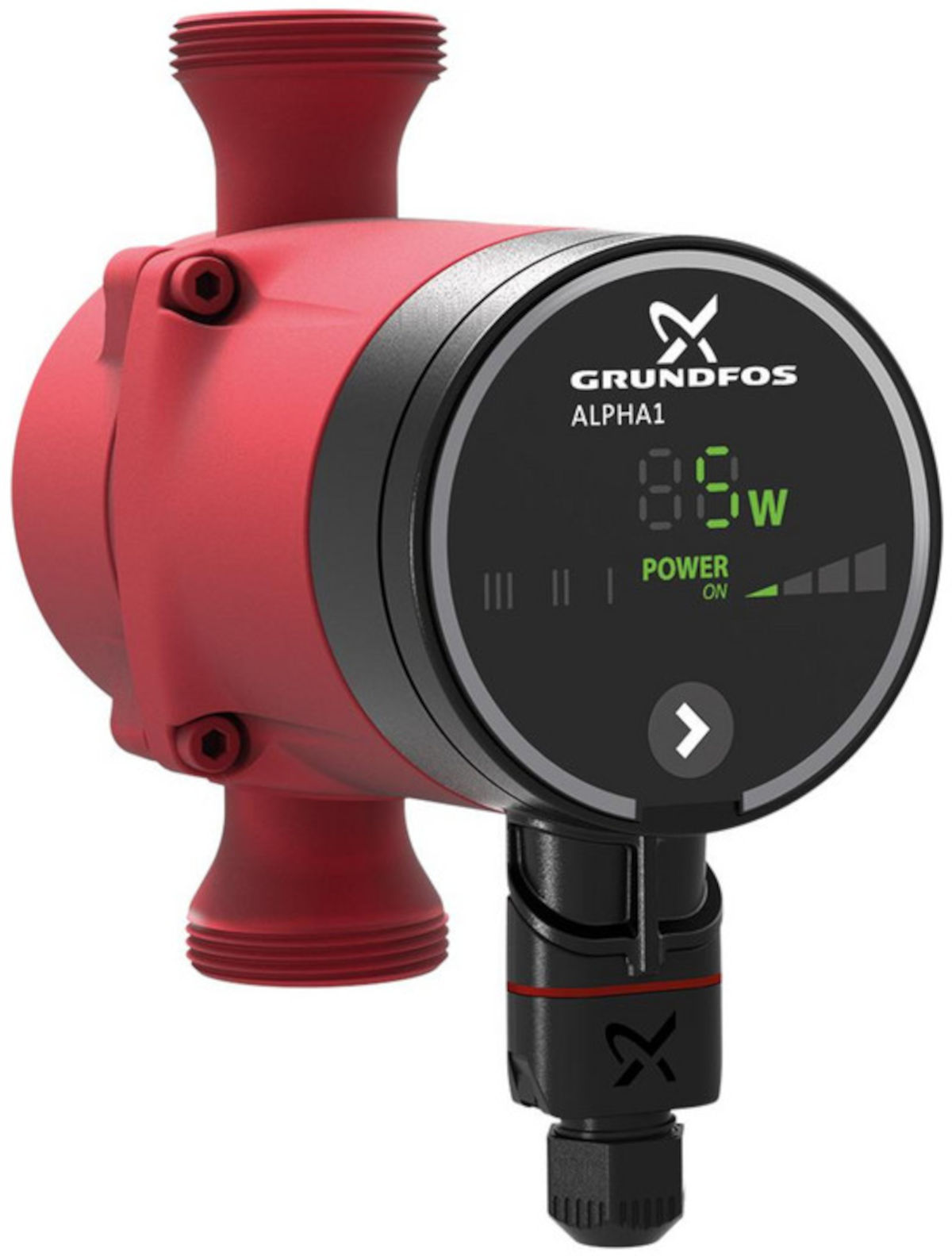 Grundfos ALPHA1 20-45 N 150mm, Frontalansicht, auf weißem Hintergrund